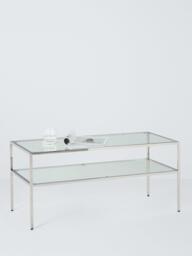 John Lewis Langham Glass Coffee Table, Chrome - thumbnail 4