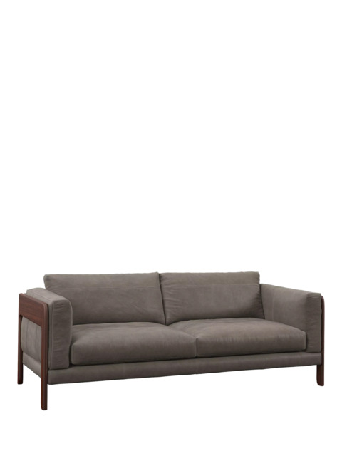 John Lewis Nest Grand 4 Seater Leather Sofa, Dark Leg - image 1