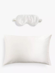 John Lewis Organic Mulberry Eye Mask and Silk Standard Pillowcase, White