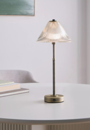 John Lewis Talbot Rechargeable Glass LED Table Lamp, Brass/Glass - thumbnail 2