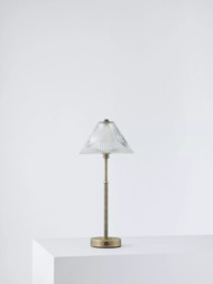 John Lewis Talbot Rechargeable Glass LED Table Lamp, Brass/Glass - thumbnail 3