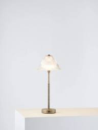 John Lewis Talbot Rechargeable Glass LED Table Lamp, Brass/Glass - thumbnail 1