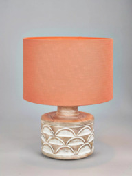 Pacific Kingsbury Curved Wooden Large Table Lamp, White Wash