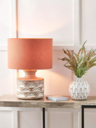 Pacific Kingsbury Curved Wooden Large Table Lamp, White Wash - thumbnail 3