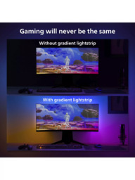 Philips Hue Play Gradient Smart Lighting Adjustable Colour Changing LED Lightstrip for 32” to 34” PC Monitors, 19W, 116.5cm, Starter Kit with Hue Brid - thumbnail 4