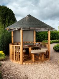 Breeze House Savannah Signature Slate Effect Tile Roof Circular Gazebo, FSC-Certified (Scandinavian Redwood) - thumbnail 2