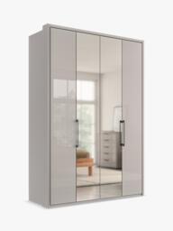 John Lewis Osaka 1.5m Bi-Fold Wardrobe with 2 Glass Doors & 2 Mirrored Doors