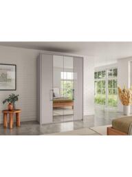 John Lewis Osaka 1.5m Bi-Fold Wardrobe with 2 Glass Doors & 2 Mirrored Doors - thumbnail 2
