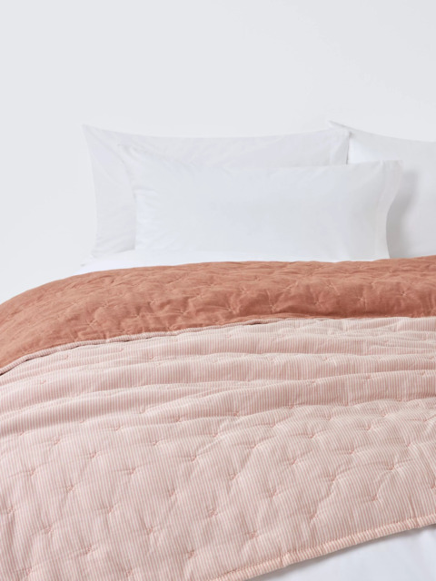 John Lewis Chambray Stripe Reversible Quilted Bedspread - image 1