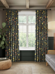 Morris & Co. Fruit Pair Lined Pencil Pleat Curtains, Ink Blue - thumbnail 3