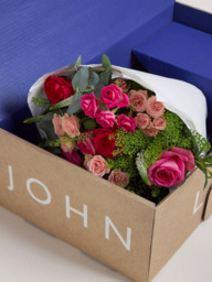 John Lewis Pink Roses Mixed Hand Tied Bouquet, Vase & Chocolates - thumbnail 4