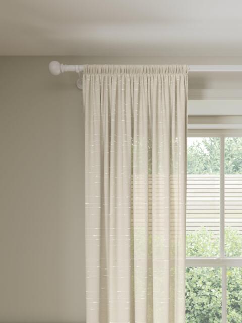 John Lewis Slot Top Slub Stripe Voile Curtain Panel, Natural Putty - image 1