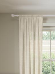 John Lewis Slot Top Slub Stripe Voile Curtain Panel, Natural Putty - thumbnail 1