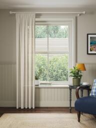 John Lewis Slot Top Slub Stripe Voile Curtain Panel, Natural Putty - thumbnail 2