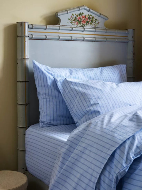 Piglet in Bed Washed Cotton Percale Favourite Shirt Stripe Bedding, Pale Blue - image 1