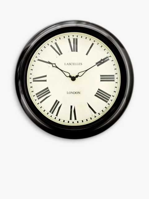 Lascelles Analogue Roman Numeral Station Outdoor Wall Clock, 45cm, Black - image 1