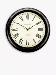 Lascelles Analogue Roman Numeral Station Outdoor Wall Clock, 45cm, Black - thumbnail 1