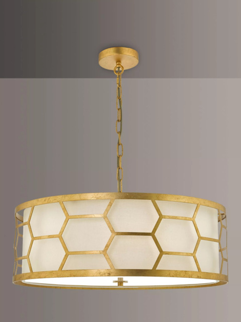Där Metal Hexagon Large Pendant Ceiling Light, Gold/Ivory - image 1