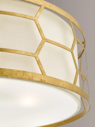 Där Metal Hexagon Large Pendant Ceiling Light, Gold/Ivory - thumbnail 3