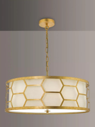 Där Metal Hexagon Large Pendant Ceiling Light, Gold/Ivory - thumbnail 1