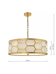 Där Metal Hexagon Large Pendant Ceiling Light, Gold/Ivory - thumbnail 5