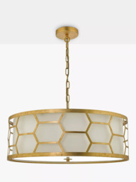 Där Metal Hexagon Large Pendant Ceiling Light, Gold/Ivory - thumbnail 2