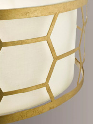 Där Metal Hexagon Large Pendant Ceiling Light, Gold/Ivory - thumbnail 4