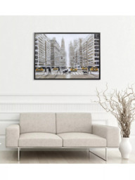 John Lewis Jon Barker 'Dog Walker Day' New York Framed Canvas Print, 70 x 100cm, Grey - thumbnail 2