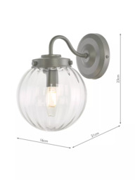 Laura Ashley Georgie Outdoor Glass Globe Wall Light, Grey - thumbnail 6