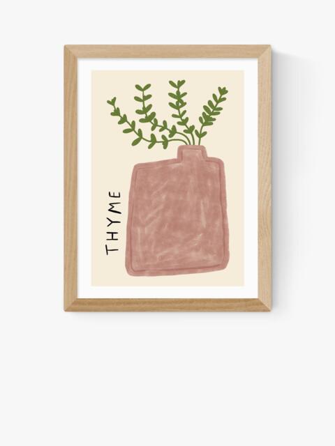 EAST END PRINTS Amber May Art 'Thyme Plant' Framed Print, 43.4 x 33.4cm, Natural - image 1