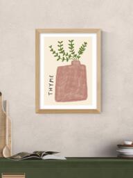 EAST END PRINTS Amber May Art 'Thyme Plant' Framed Print, 43.4 x 33.4cm, Natural - thumbnail 2