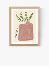 EAST END PRINTS Amber May Art 'Thyme Plant' Framed Print, 43.4 x 33.4cm, Natural - thumbnail 1