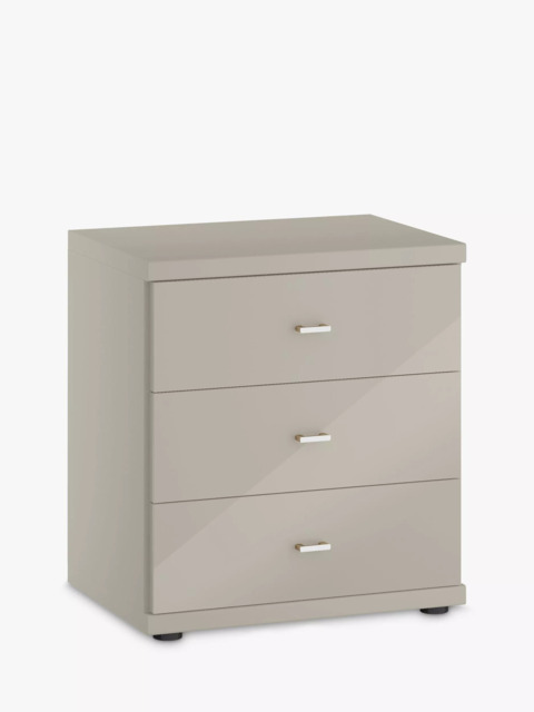 John Lewis Elstra 3 Drawer Glass Front Bedside Table - image 1