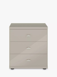 John Lewis Elstra 3 Drawer Glass Front Bedside Table - thumbnail 2