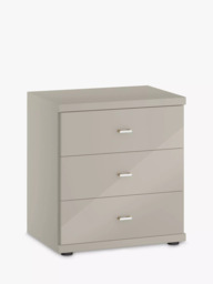 John Lewis Elstra 3 Drawer Glass Front Bedside Table - thumbnail 1