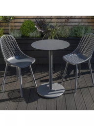 KETTLER Café Milano 2-Seater Garden Bistro Table & Chairs Set, Grey - thumbnail 2