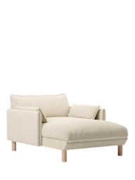Cozmo Cosy 1.5 Seater Chaise Snuggler, Ecru Boucle Natural Piping - thumbnail 1