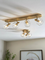John Lewis Ruisseau 4 Spotlight Ceiling Bar, Matte Antique Brass - thumbnail 5