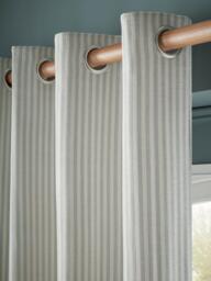 Laura Ashley Cornish Chenille Stripe Pair Lined Eyelet Curtains, Slate Blue - thumbnail 3