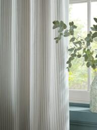 Laura Ashley Cornish Chenille Stripe Pair Lined Eyelet Curtains, Slate Blue - thumbnail 4