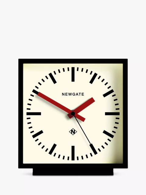 Newgate Clocks Railway Silent Sweep Square Analogue Mantel Clock, 20cm, Black - image 1