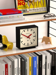 Newgate Clocks Railway Silent Sweep Square Analogue Mantel Clock, 20cm, Black - thumbnail 4