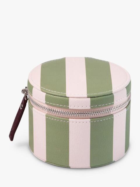 Caroline Gardner Striped Round Jewellery Box, Pink/Green - image 1