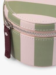 Caroline Gardner Striped Round Jewellery Box, Pink/Green - thumbnail 3