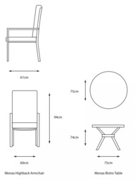 LG Outdoor Monza 2-Seater Garden Bistro Table & Chairs Set, Grey - thumbnail 3