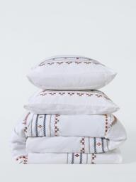 John Lewis Palmar Washed Cotton Embroidered Percale Duvet Cover Set, Multi - thumbnail 5