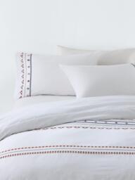 John Lewis Palmar Washed Cotton Embroidered Percale Duvet Cover Set, Multi - thumbnail 1