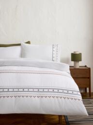 John Lewis Palmar Washed Cotton Embroidered Percale Duvet Cover Set, Multi - thumbnail 6