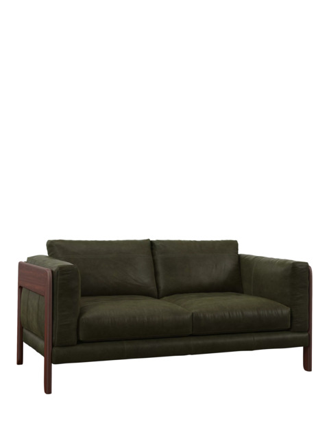 John Lewis Nest Medium 2 Seater Leather Sofa, Dark Leg - image 1