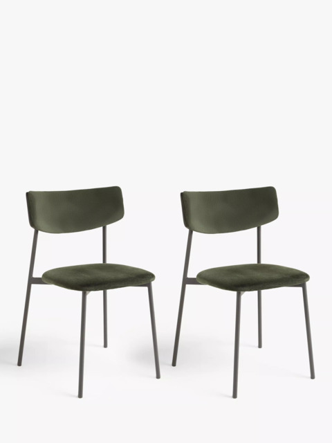 John Lewis ANYDAY Motion Corduroy Velvet Upholstered Dining Chairs, Set of 2